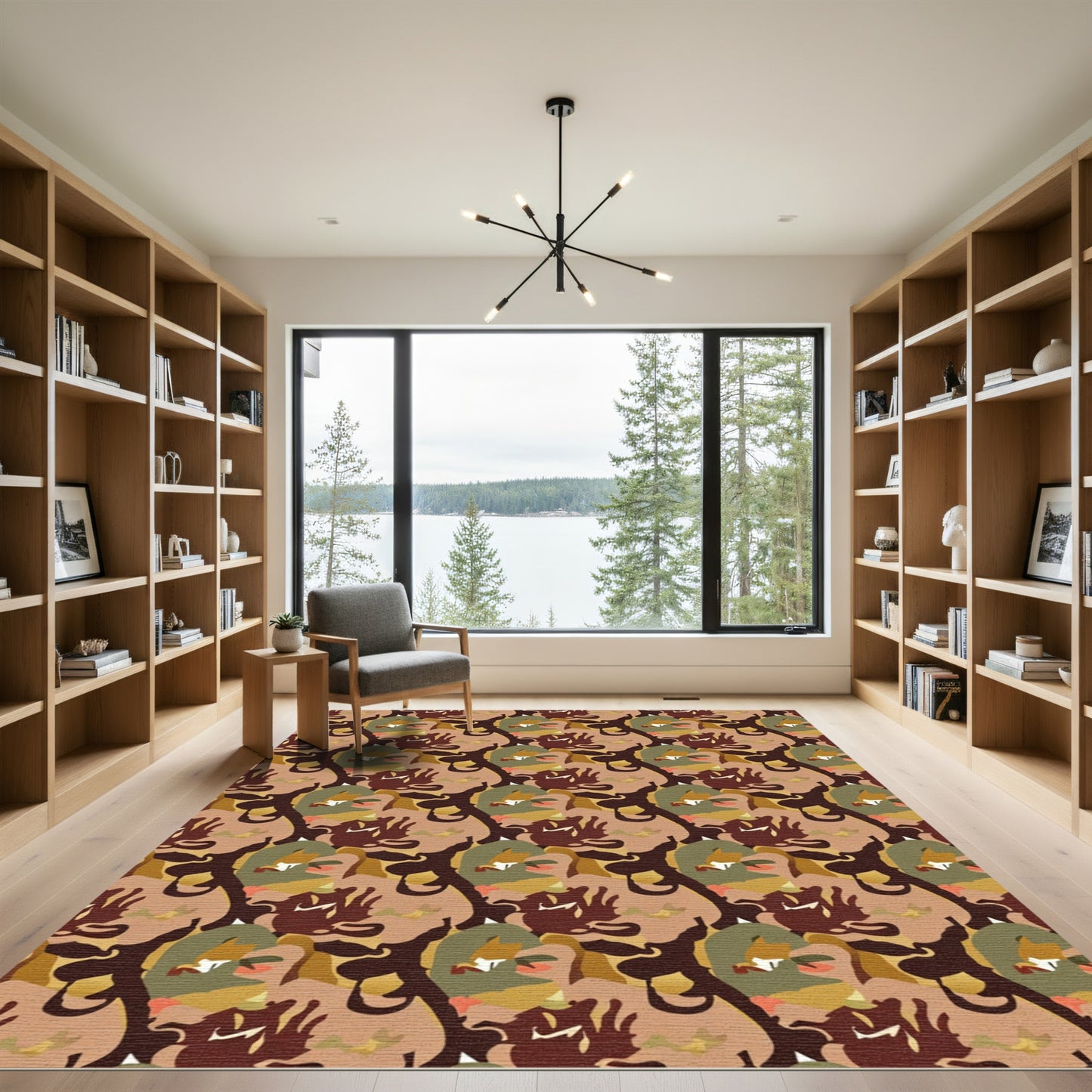 Earthy Tones Abstract Organic Shapes Rug