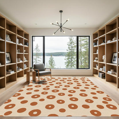 Earthy Terracotta Dot Cluster Rug