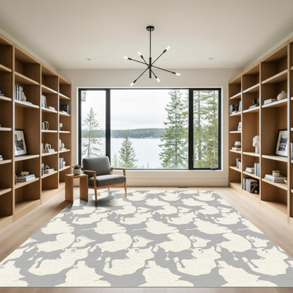 Cream and Gray Drip Organic Forms Rug