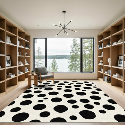 Cream And Black Spotty Circles Rug