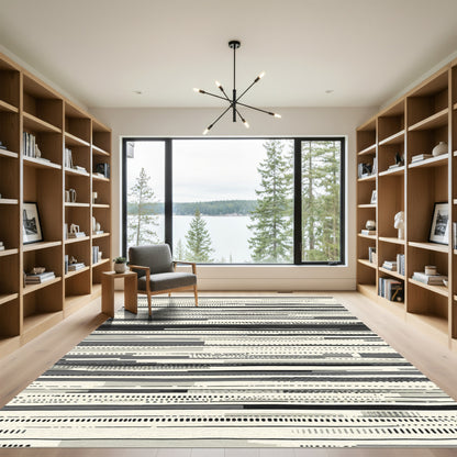 Monochromatic Abstract Stripe Arrangement Rug