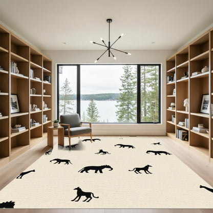 Black Elephant Giraffe Safari Scatter Rug