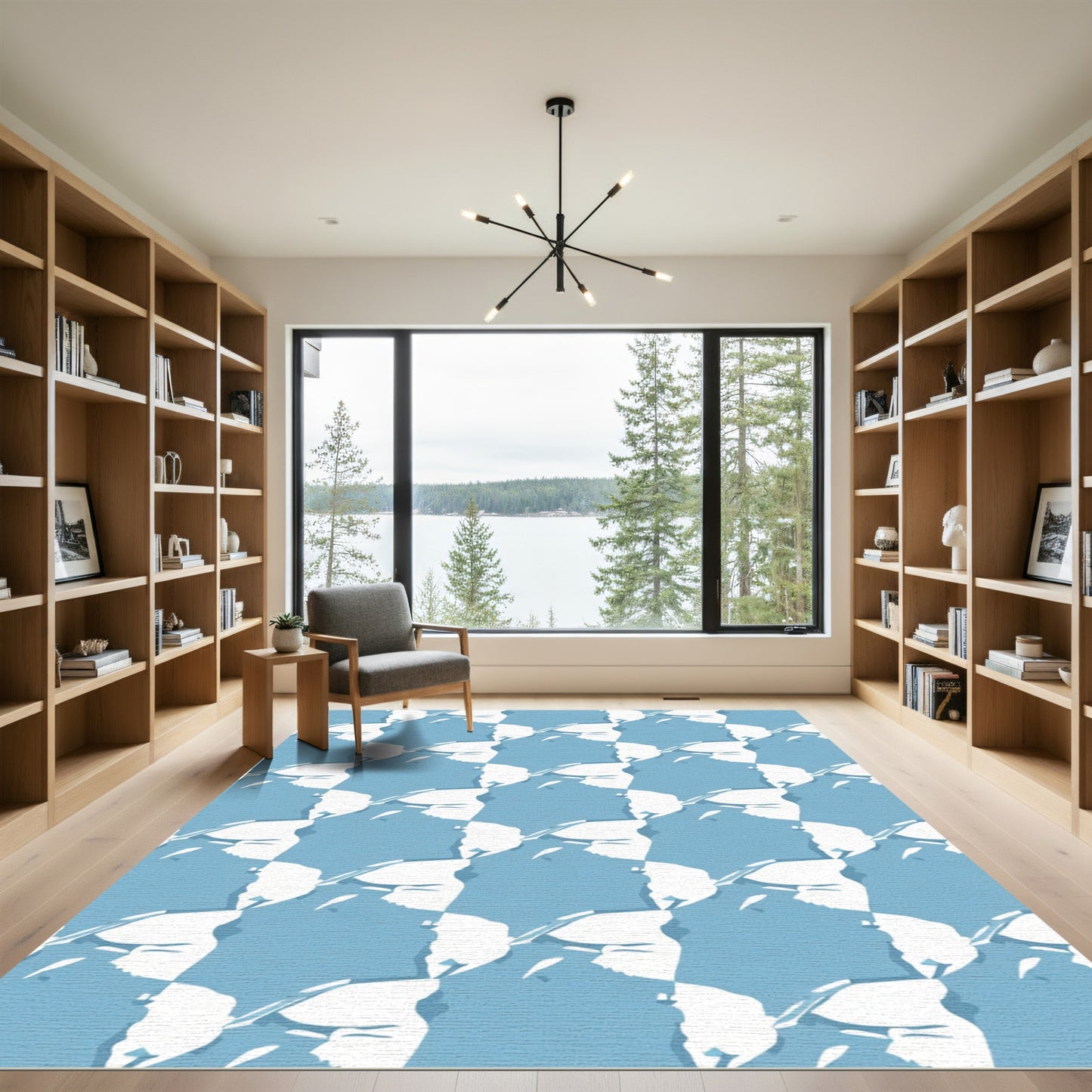 Blue and White Profile Art Rug