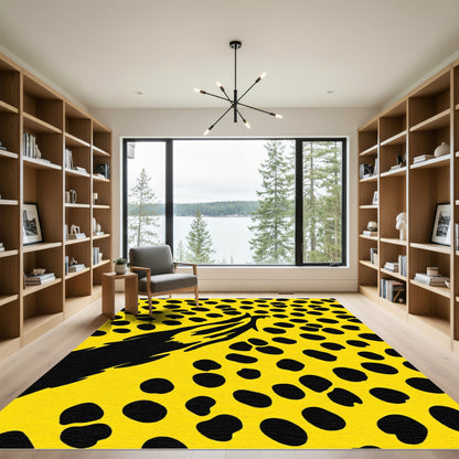 Bold Yellow Black Abstract Spots Rug