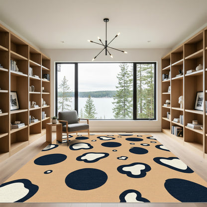 Brown and Navy Abstract Spots Rug
