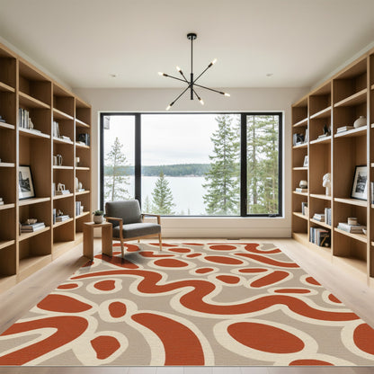 Terra Cotta Abstract Organic Shapes Rug