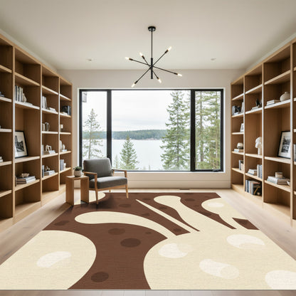 Chocolate Cream Splatter Organic Forms Rug
