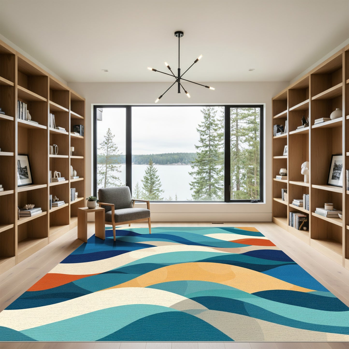 Abstract Ocean Wave Modern Rug