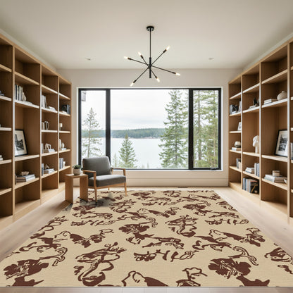 Brown Abstract Floral Scatter Rug