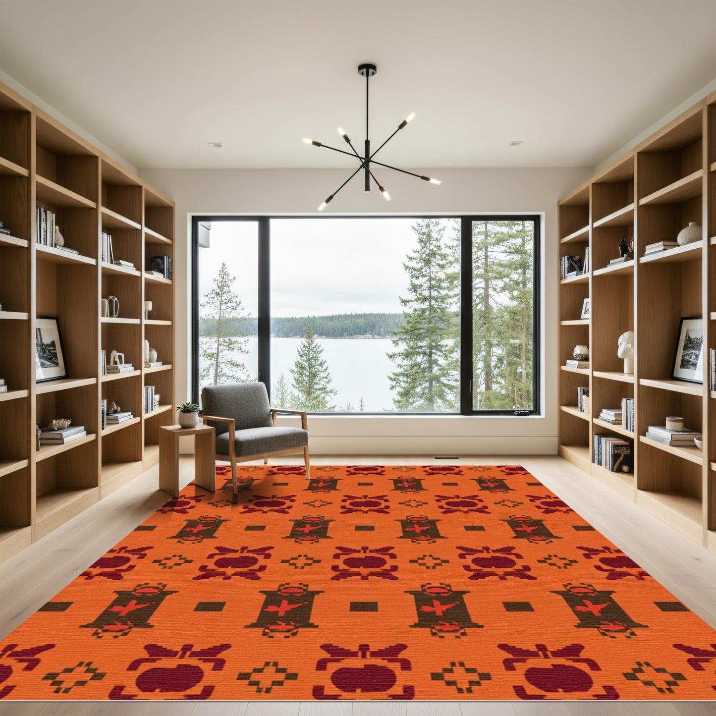 Warm Amber Tribal Geometric Rug