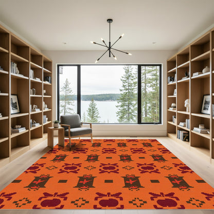 Warm Amber Tribal Geometric Rug