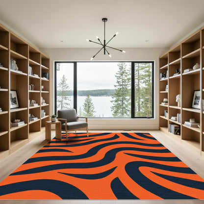 Bold Orange Wavy Stripe Rug