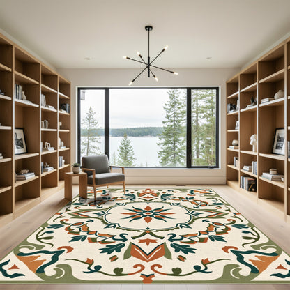 Earthy Medallion Floral Vine Rug