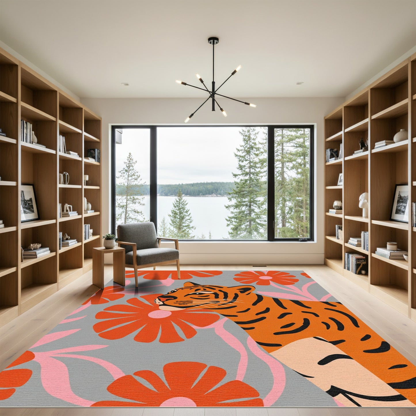 Orange Tiger Floral Grove Rug