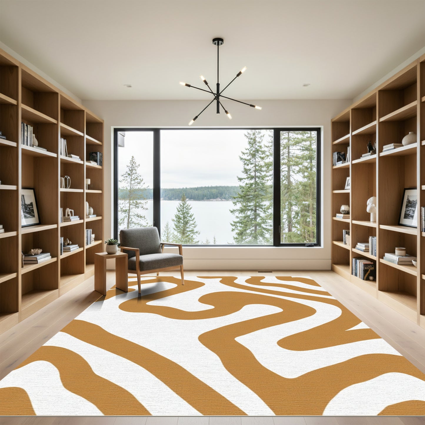 Terracotta Abstract Swirl Organic Rug