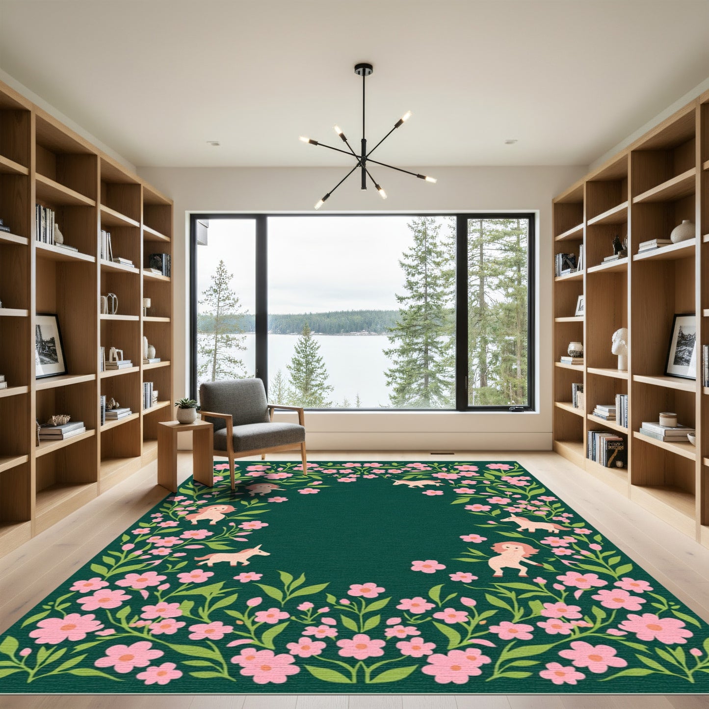 Whimsical Pink Floral Unicorn Meadow Rug