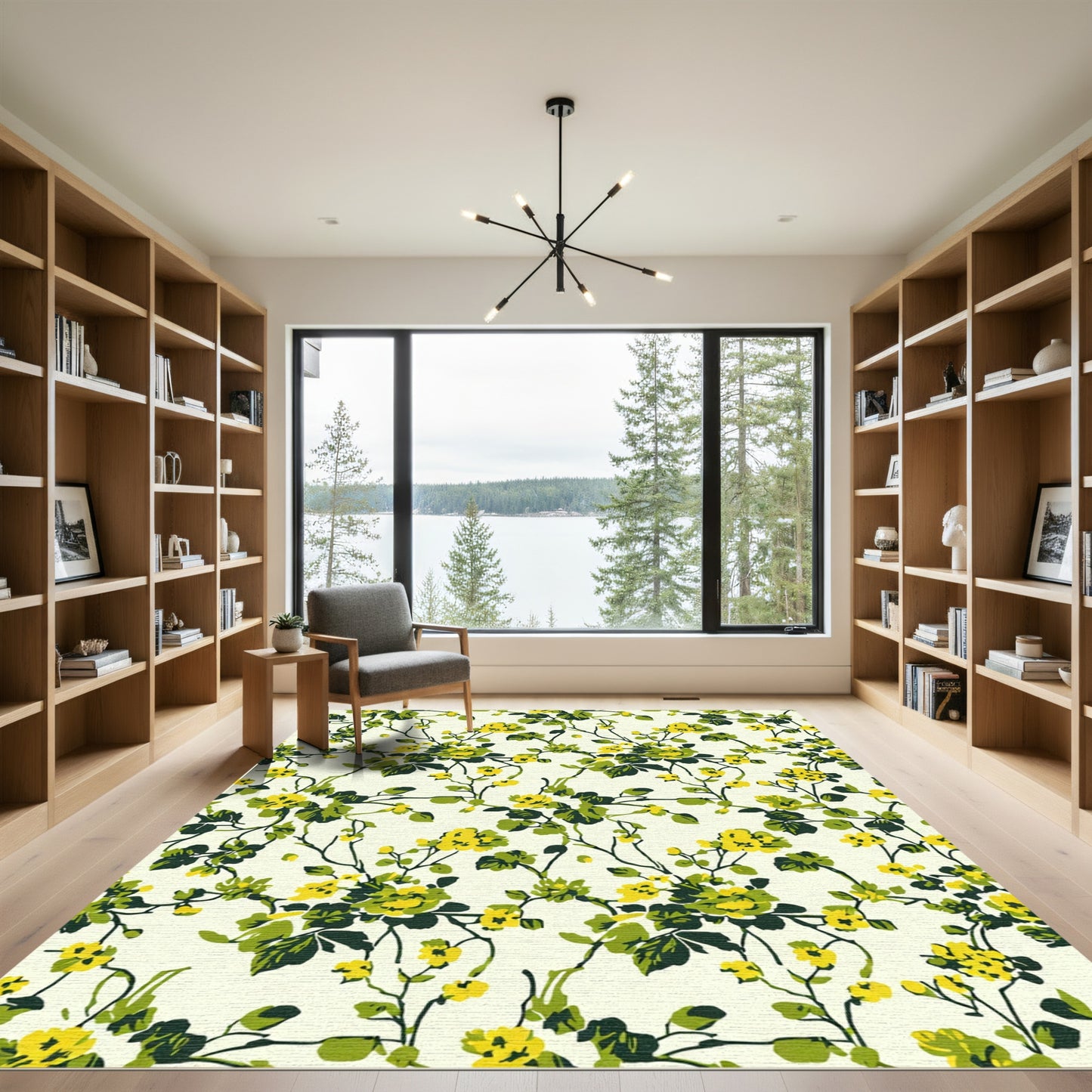 Vineyard Yellow Green Floral Garden Rug