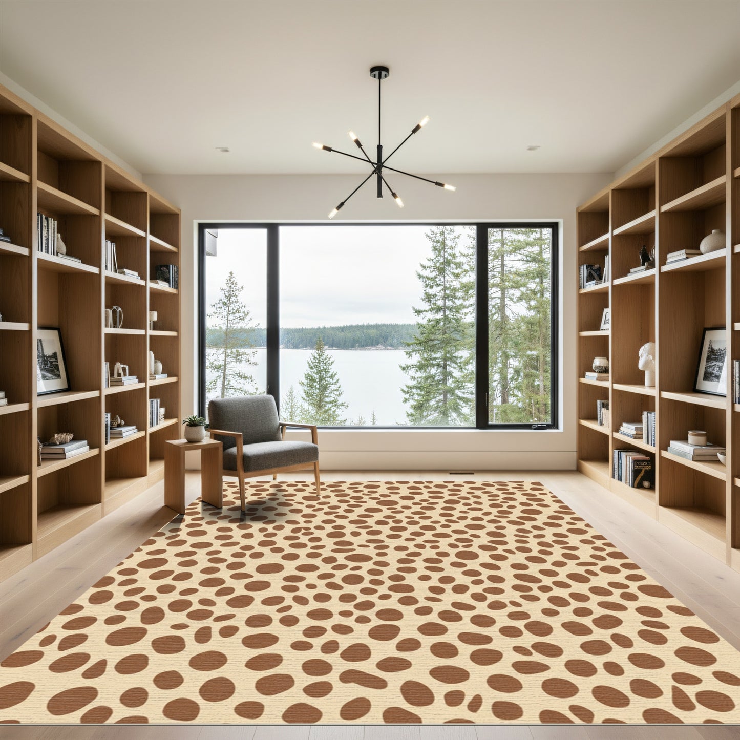 Brown Spotted Tan Organic Composition Rug