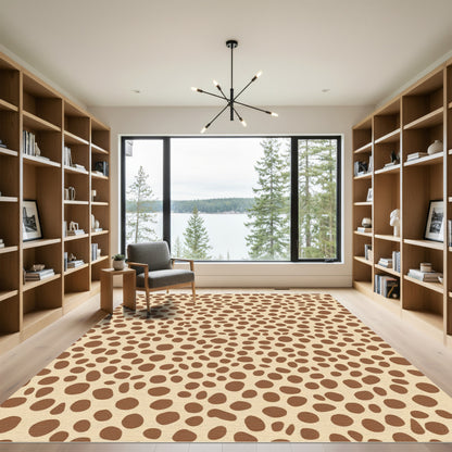 Brown Spotted Tan Organic Composition Rug
