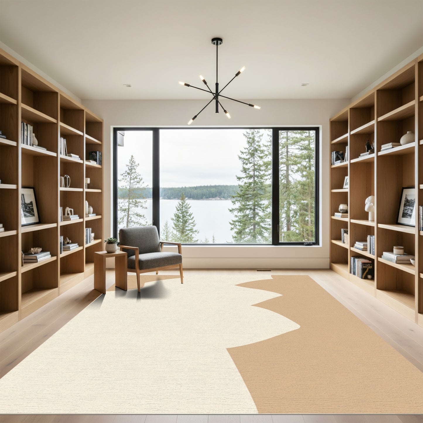 Neutral Cream And Beige Curves Rug