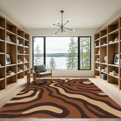 Wood Grain Brown Swirl Abstract Rug