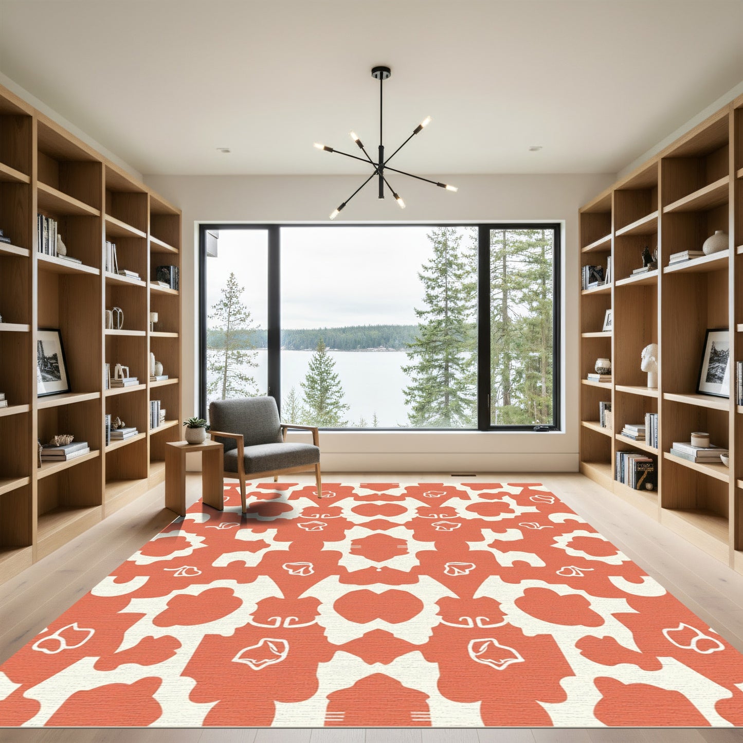 Coral Cream Abstract Organic Bloom Rug