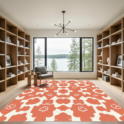 Coral Cream Abstract Organic Bloom Rug