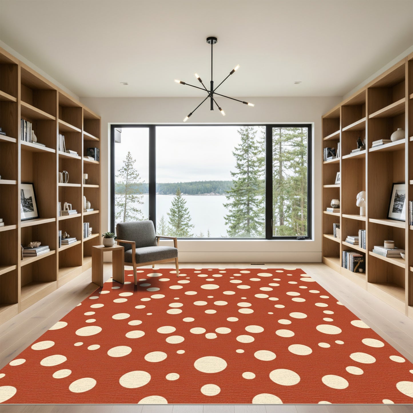Terracotta Cream Speckled Circle Field Rug