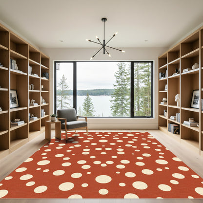 Terracotta Cream Speckled Circle Field Rug