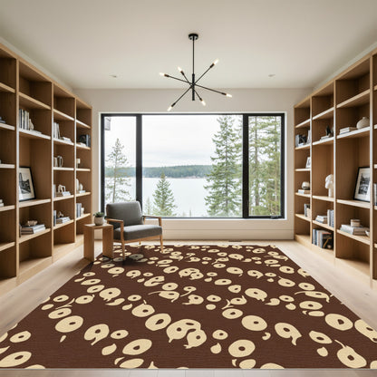 Brown and Cream Abstract Organic Shape Rug