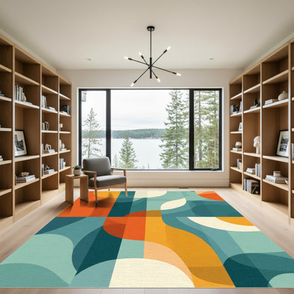 Mid Century Modern Geometric Abstract Rug