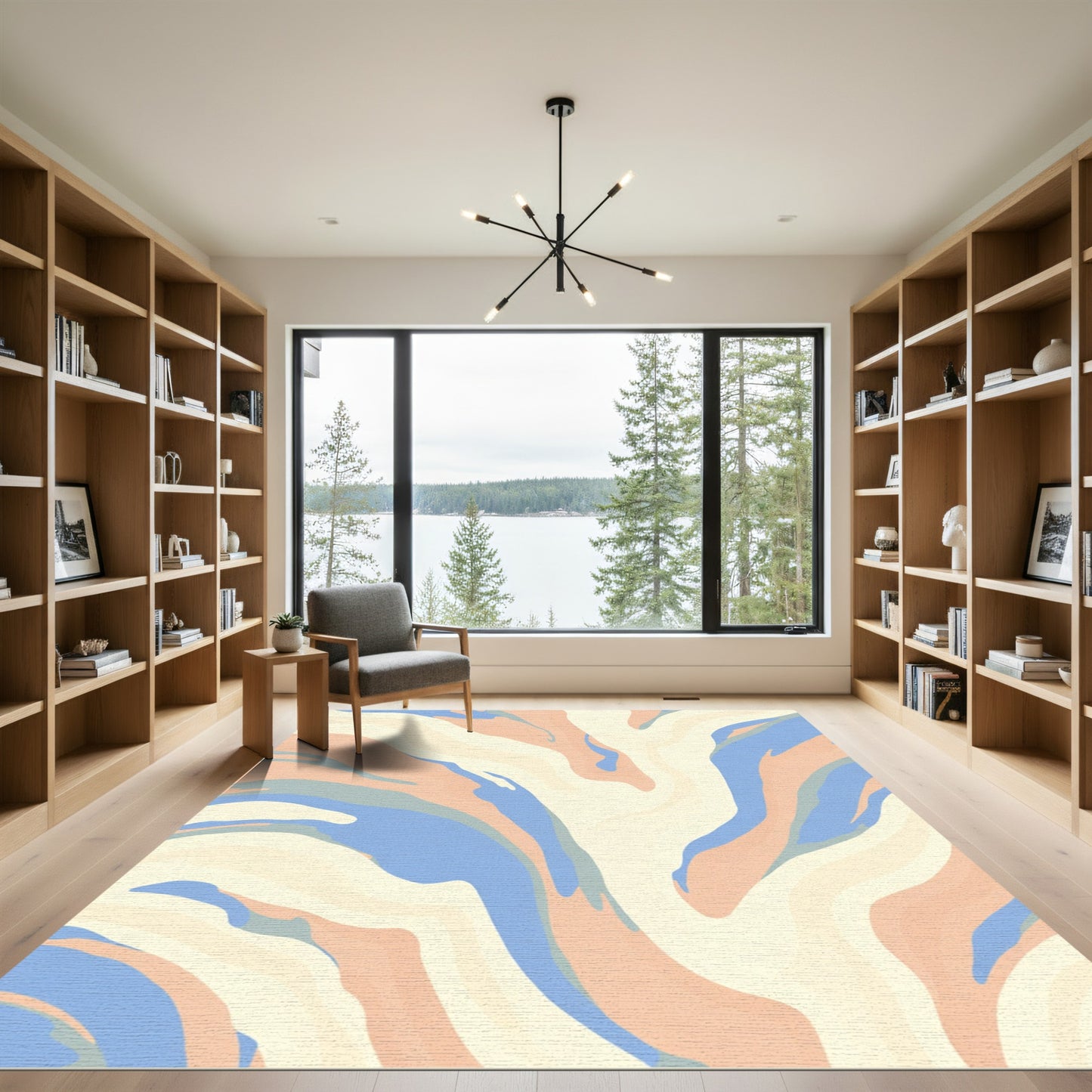 Pastel Swirls Fluid Wave Design Rug