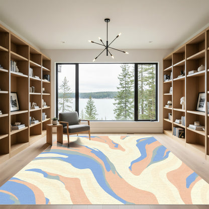 Pastel Swirls Fluid Wave Design Rug