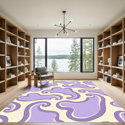 Lavender Swirl Abstract Shapes Rug