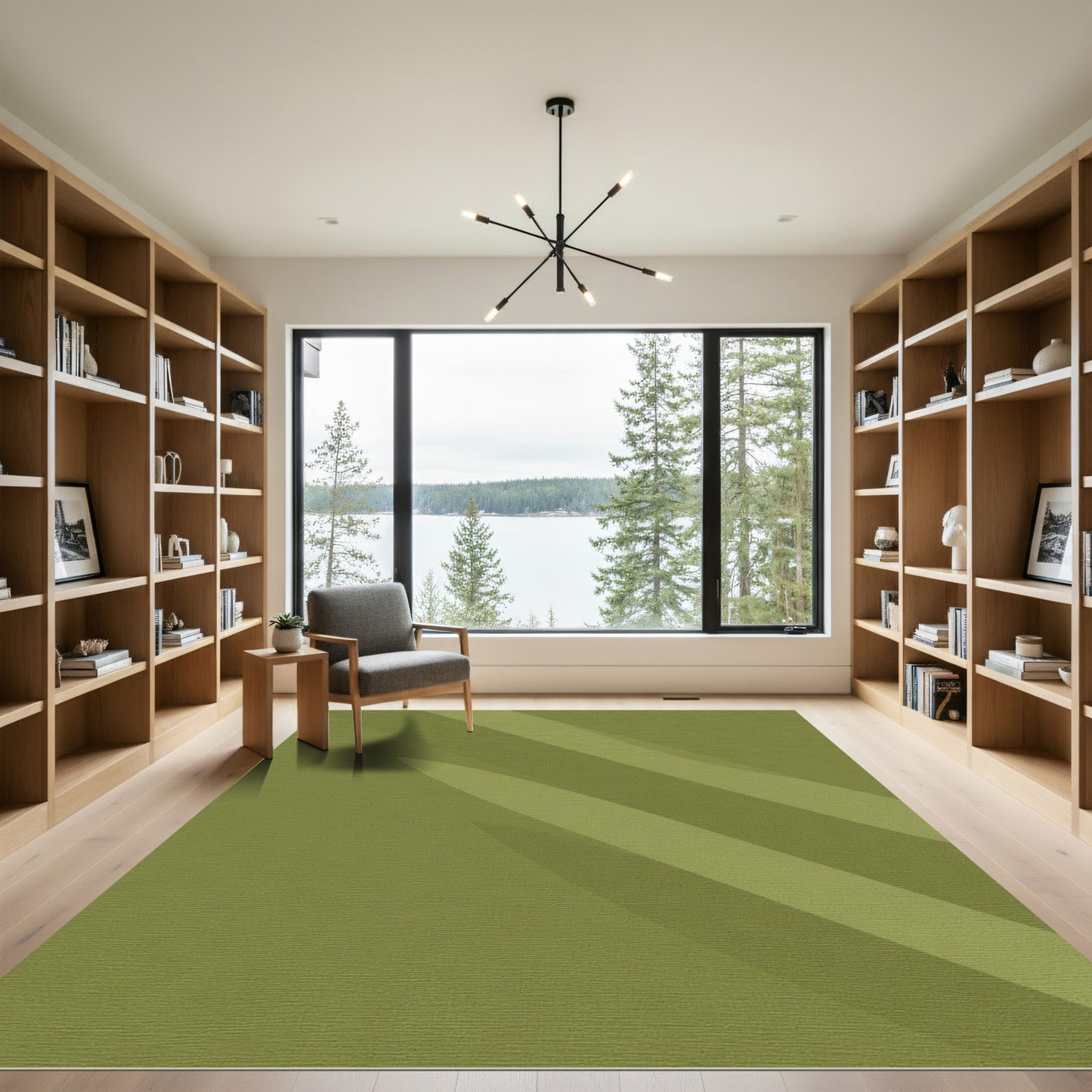 Olive Green Serpentine Stripe Rug