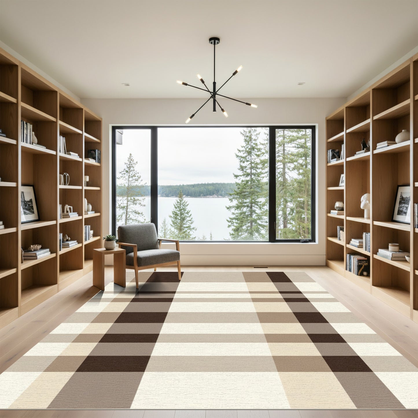 Earthy Tone Plaid Checkered Rug
