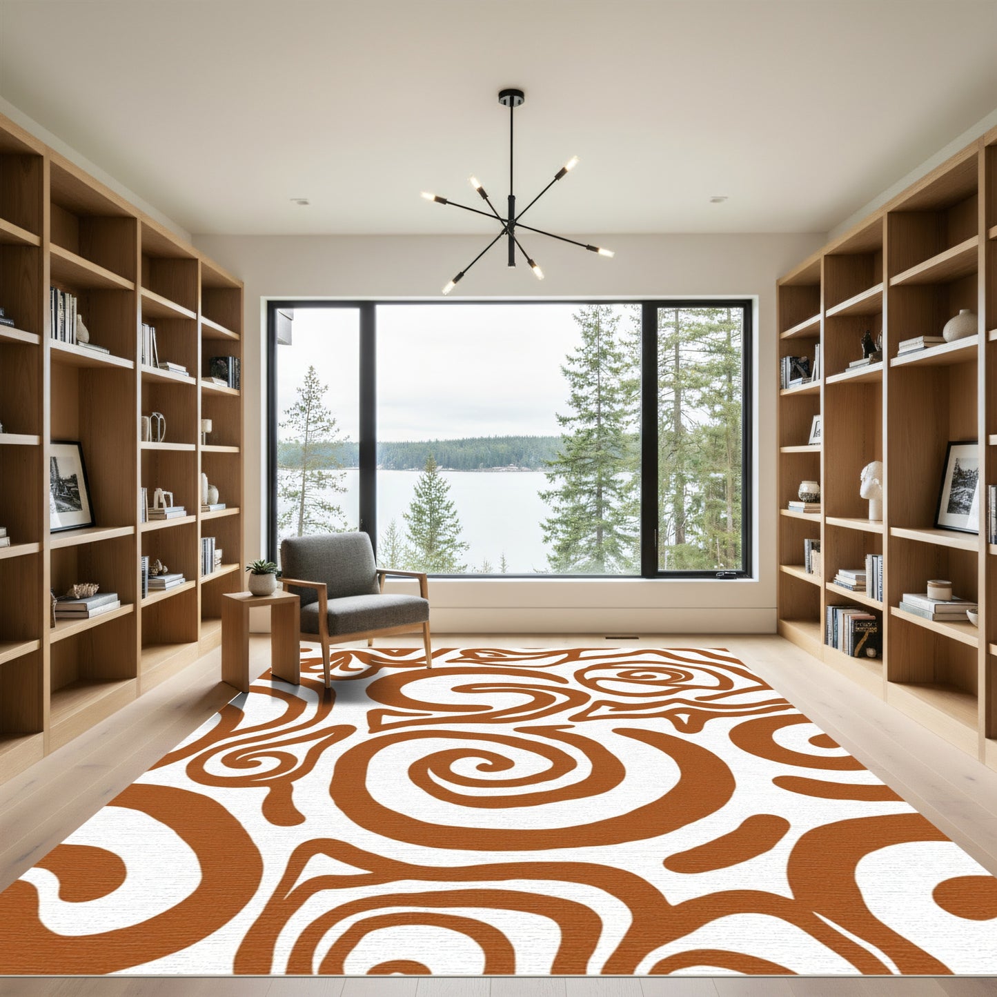 Earth Tone Swirl Abstract Flowing Rug