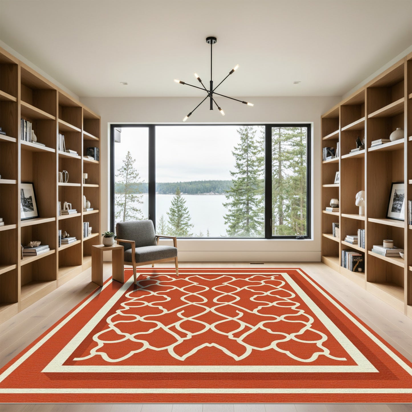 Terracotta Lattice Arabesque Trellis Rug