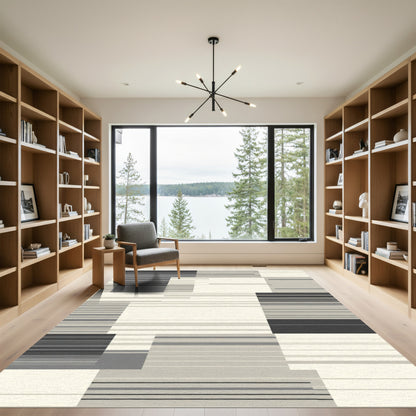 Monochrome Horizontal Rectilinear Lines Rug