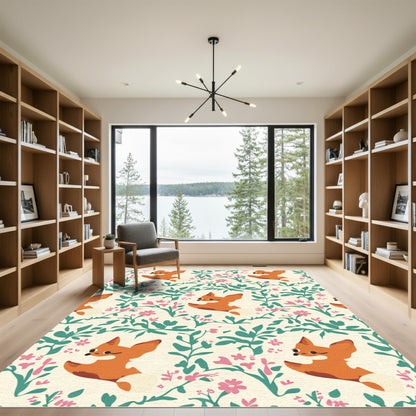 Whimsical Fox Floral Grove Rug
