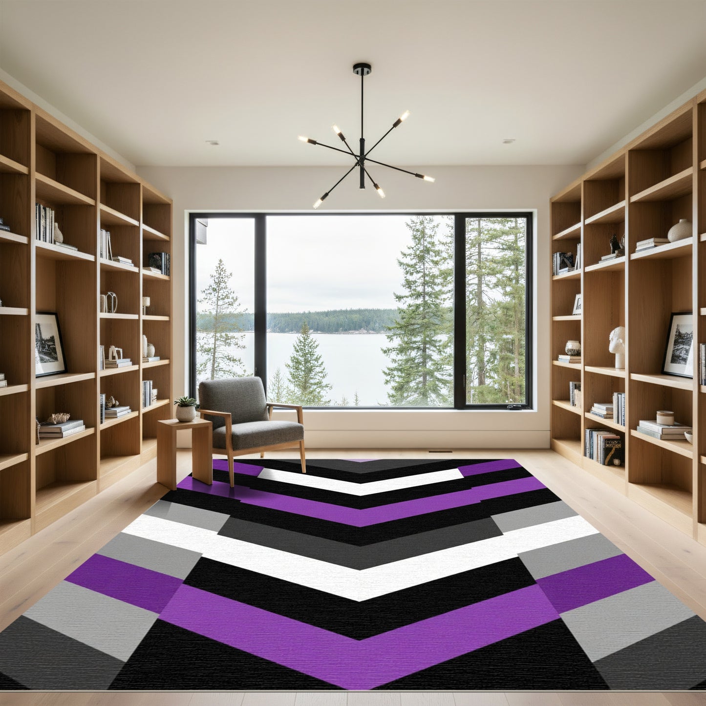 Modern Purple Geometric Chevron Rug