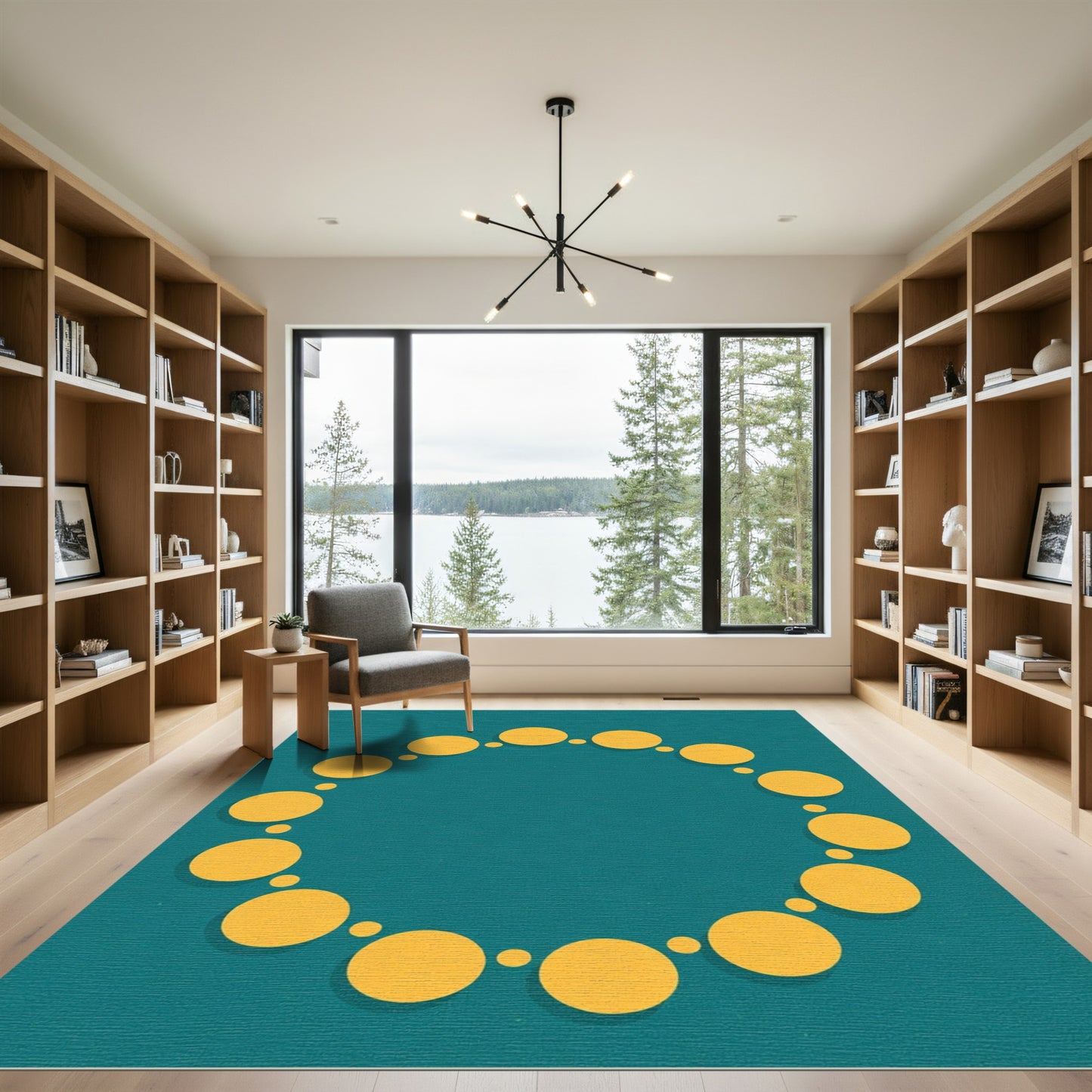 Golden Circle Chain Modern Rug