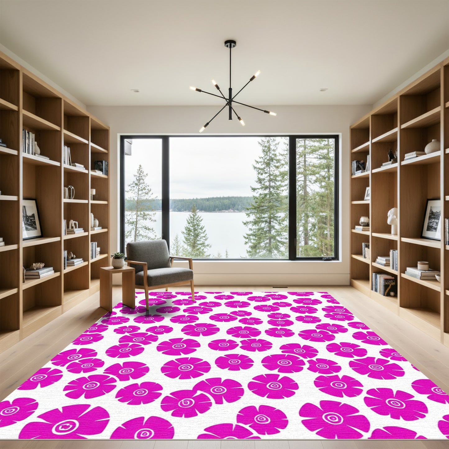 Vibrant Pink Floral Explosion Rug