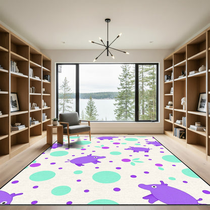 Whimsical Purple Pig Dots Trio Rug