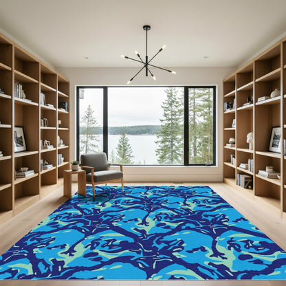 Blue Camouflage Abstract Animal Rug