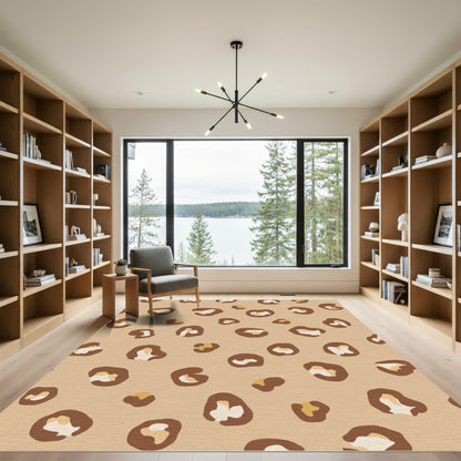 Taupe Brown Leopard Spots Rug