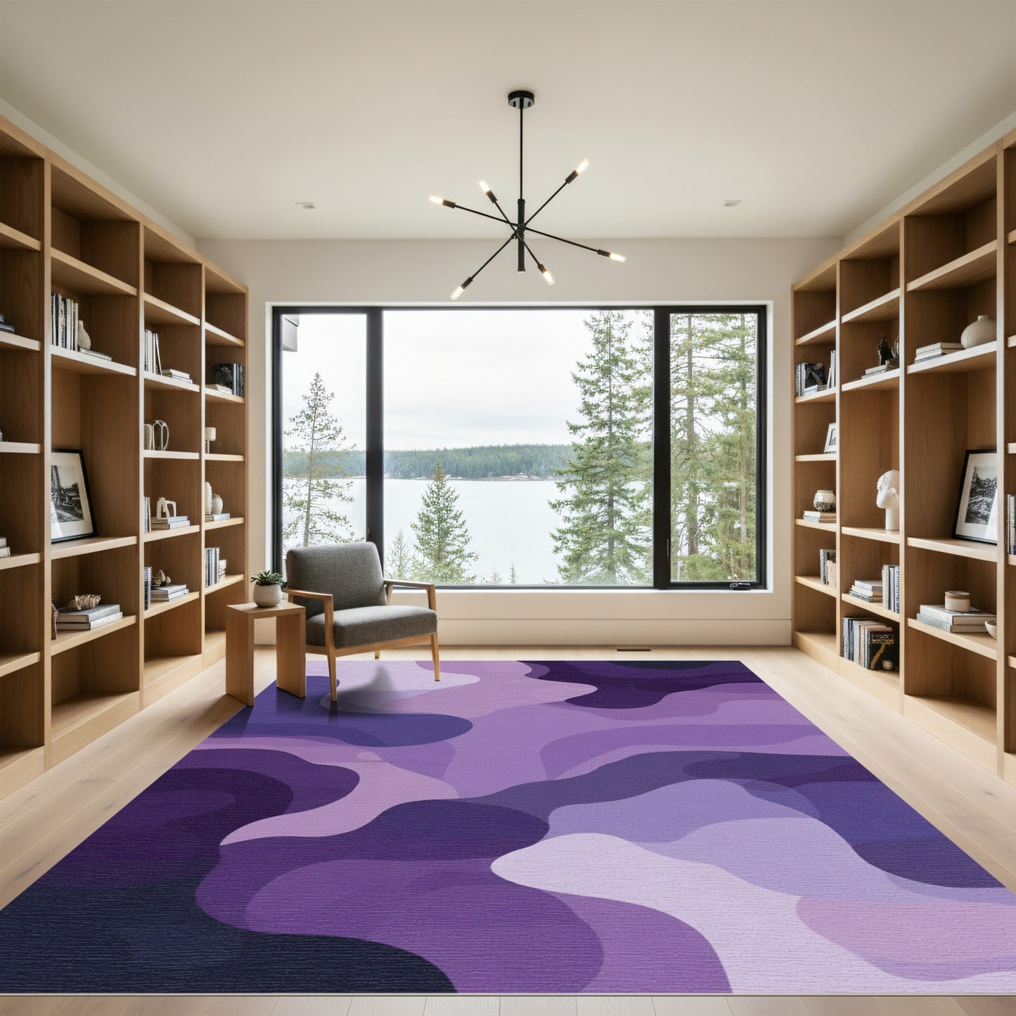 Amethyst Swirl Abstract Organic Shapes Rug