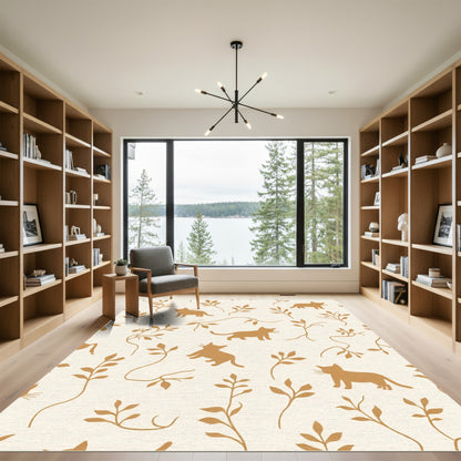 Golden Cat Vine Silhouette Rug