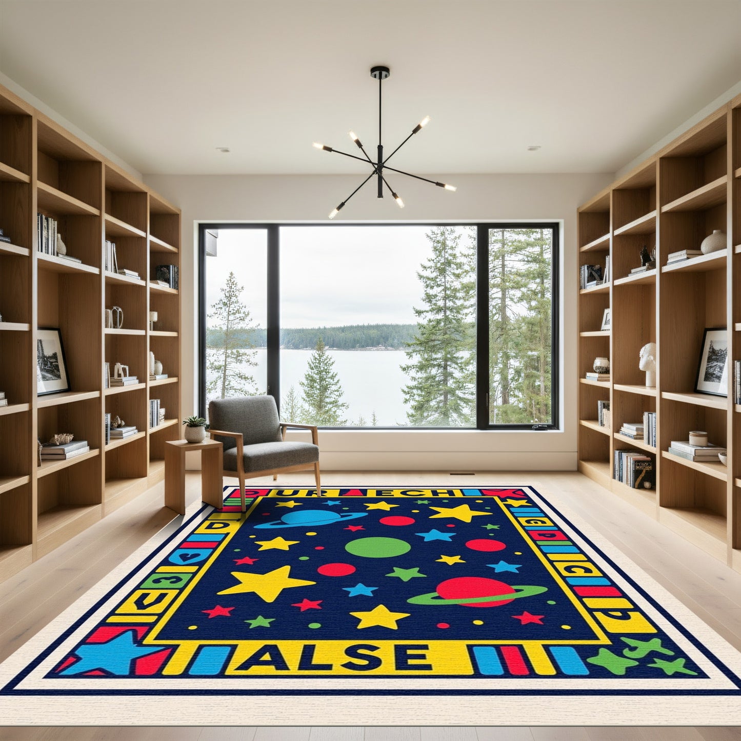 Colorful Outer Space Celestial Planets Stars Rug