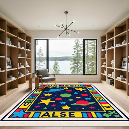 Colorful Outer Space Celestial Planets Stars Rug